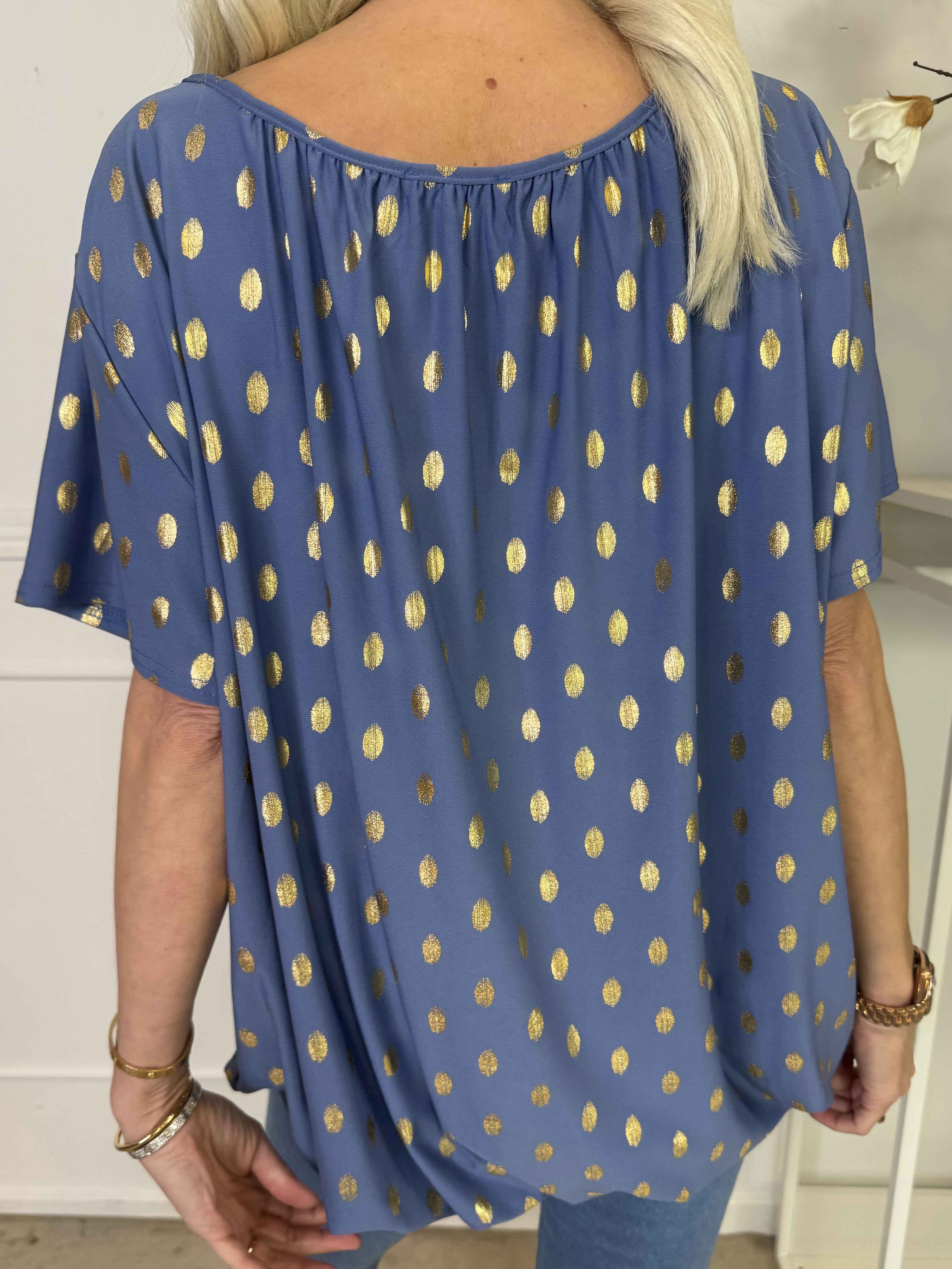 Miracle Dot T-shirt - Elastisk blus med guldprickar på